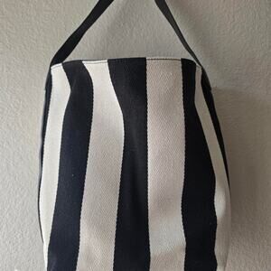 Black and white striped tote